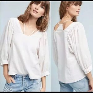 Anthropologie Akemi Kin Blouse White Sylvia Top L